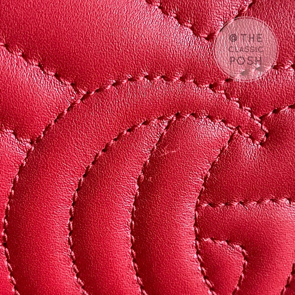 ❌SOL❌ NEW Gucci Marmont WOC Chain Wallet Red Leather Bag - Picture 5 of 11